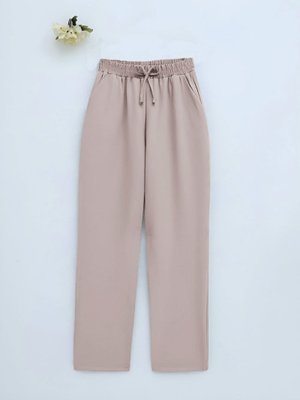Taş Çift Cepli Beli Lastikli Bağcık Detaylı Pantolon