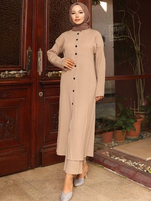 Vizon Yaka Detaylı Uzun İkili Takım Vizon Yaka Detaylı Uzun İkili Takım