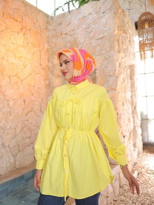Sari Beli Büzgülü Bağlamalı Tunik Sari Beli Büzgülü Bağlamalı Tunik