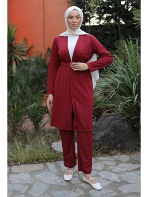 Bordo Hırka Pantolon İkili Takım