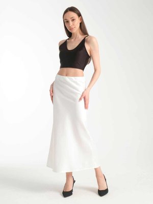 Beyaz Uzun Saten Kumaş Etek