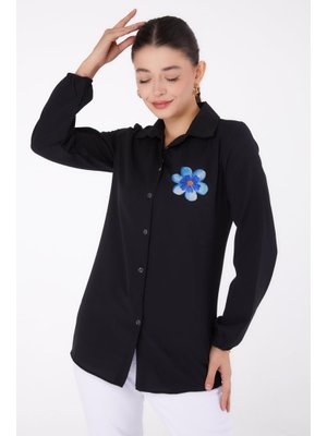 Sıyah Baskılı Gömlek Siyah