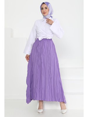 Lila Lıla Beli Lastikli Kırışık Etek Lila Lıla Beli Lastikli Kırışık Etek