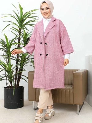 Pudra Düğmeli Kaşe Kaban Pudra Düğmeli Kaşe Kaban