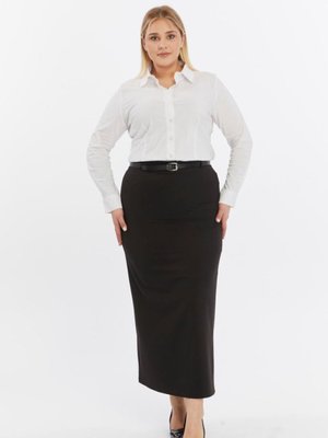 Siyah Uzun Kemerli Büyük Beden Etek Siyah Uzun Kemerli Büyük Beden Etek