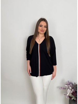 Siyah Büyük Beden V Yaka Bluz