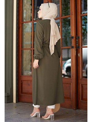 Haki Belden Bağlamalı Hırka