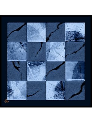 Patchwork Desen Black Seri Twill Eşarp Askısı İle Birlikte 90x90 Cm Lacivert Mavi