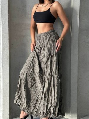 Haki Uzun Kraşlı Etek