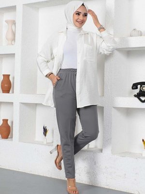 Gri Bağcıklı Kahverengi Pantolon