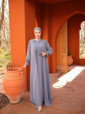 Gri İkili Abaya Takım