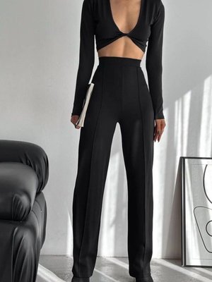 Siyah Çelik Palazzo Pantolon