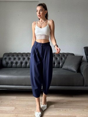 Lacivert Pileli Şalvar Pantolon Lacivert Pileli Şalvar Pantolon