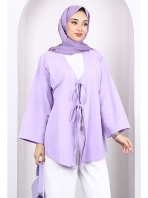 Lila Ön Bağlamalı Kimono Tunik Lila Ön Bağlamalı Kimono Tunik