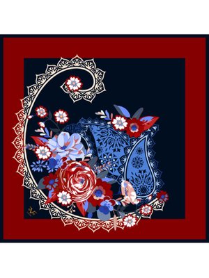 Desenli Black Seri Twill Eşarp Askısı İle Birlikte 90x90 Cm Bordo Lacivert