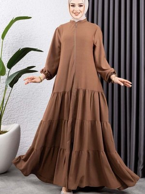 Kahverengi Eteği Katlı Jessica Krep Ferace