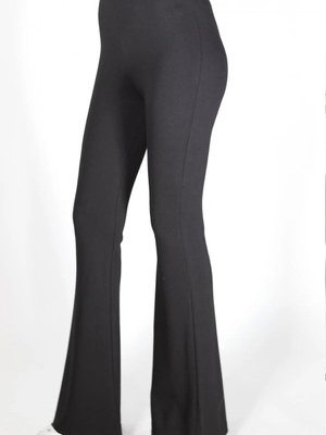 Siyah Ispanyol Paça Çelik Örme Toparlayıcı Pantolon