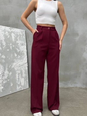 Bordo Palazzo Dabıl Kumaş Pantolon