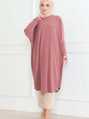 Gül Kurusu Yarasa Kol Salaş Tunik Gül Kurusu Yarasa Kol Salaş Tunik