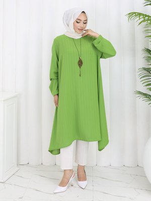 Büyük Beden Tunik Fistik Yesili