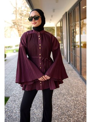 Bordo Dik Piliseli Modal Burgonya Gömlek