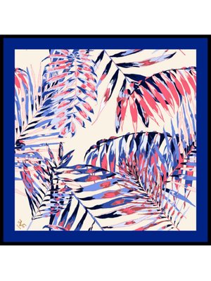 Krem Çiçekli Desen Black Seri Twill Eşarp Askısı İle Birlikte 90x90 Cm Saks