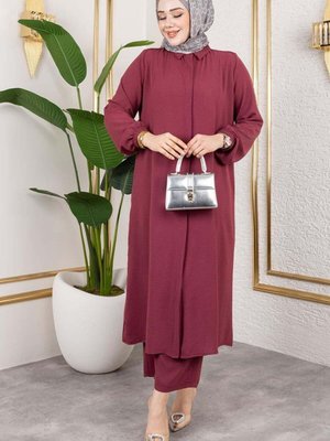 Bordo Uzun Tunikli Aerobin İkili Takım