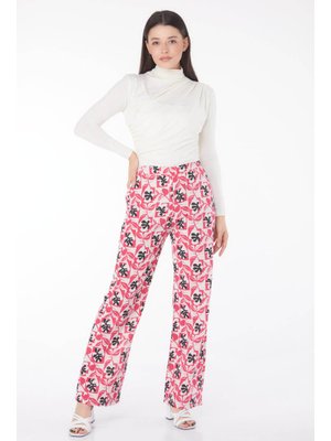 Fuşya Yaprak Desen Pantolon Fuşya Yaprak Desen Pantolon