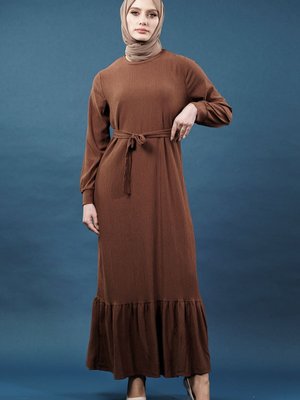 Kahverengi Bürümcük Elbise Kahverengi Bürümcük Elbise