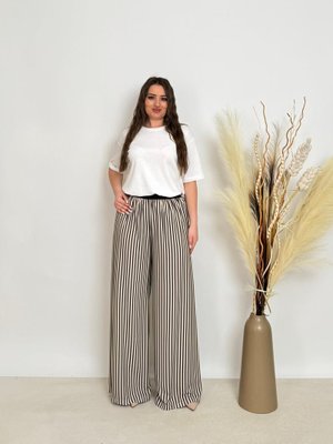 Siyah Büyük Beden Baskılı Ve Beli Lastikli Pantolon