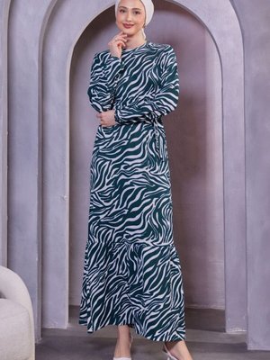 Yeşil Desenli Bürümcük Elbise