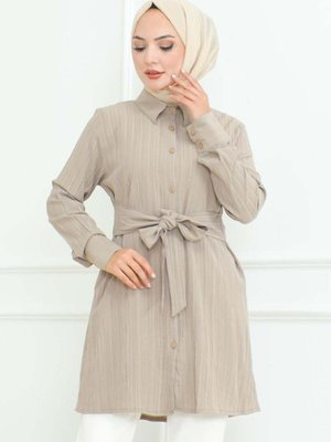 Taş Bağlamalı Gömlek Tunik