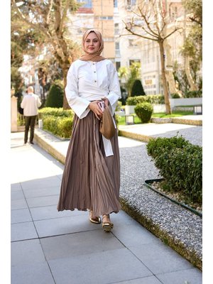 Beyaz Önden Bağlamalı Gömlek