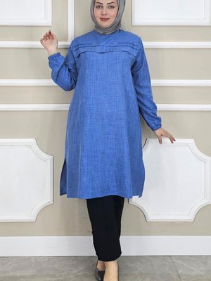 Koyu Mavi Taş Detaylı Tunik Koyu Mavi Taş Detaylı Tunik
