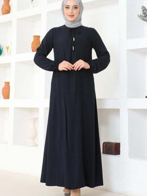 Lacivert A Pile Viskon Elbise