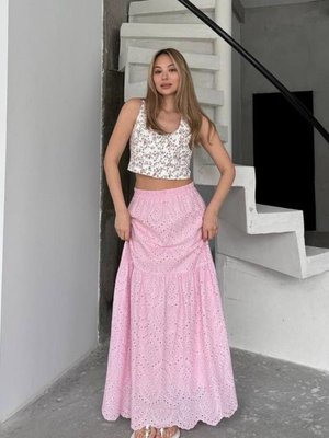 Pembe Uzun Brode Astarlı Etek Pembe Uzun Brode Astarlı Etek