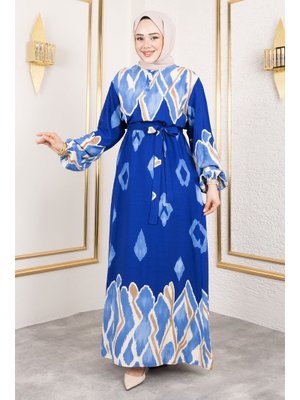 Mavi Renk Garnili Elbise