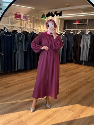 Gül Kurusu Boynu Ve Kolları Büzgülü Kemerli İnci Düğmeli Kap Pardesü