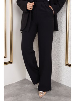 Siyah Beli Lastikli Palazzo Pantolon Siyah Beli Lastikli Palazzo Pantolon