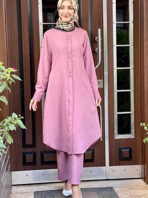 Pudra Düğmeli İkili Takım