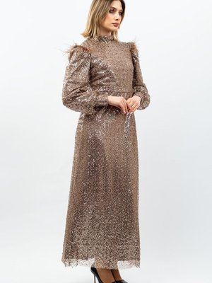 Bakır Payetli Abiye Elbise Bakır Payetli Abiye Elbise