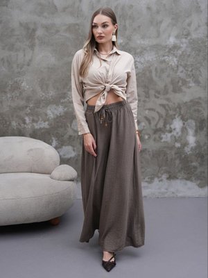 Gri Modal Kumaş Etek Pantolon