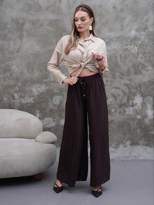 Kahverengi Modal Kumaş Etek Pantolon