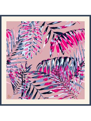 Çiçekli Desen Black Seri Twill Eşarp Askısı İle Birlikte 90x90 Cm Krem Pembe