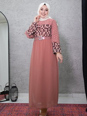 Gül Kurusu Puantiyeli Elbise