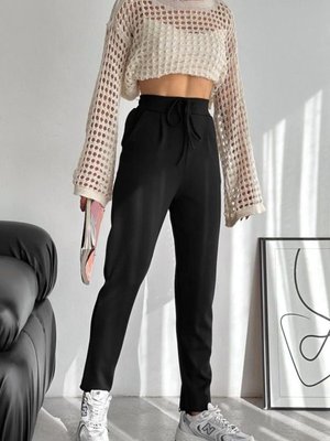 Siyah Bağcıklı Havuç Pntolon