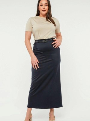 Lacivert Uzun Kemerli Büyük Beden Etek Lacivert Uzun Kemerli Büyük Beden Etek