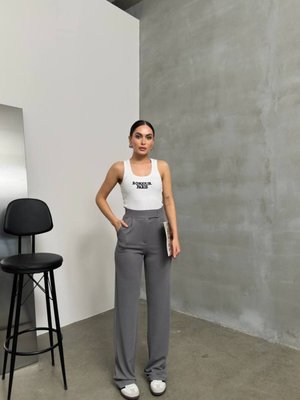 Gri Jakar Cırtlı Palazzo Pantolon