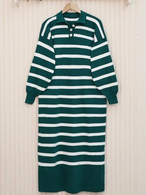 Zümrüt Polo Yaka Düğmeli Triko Elbise Zümrüt Polo Yaka Düğmeli Triko Elbise