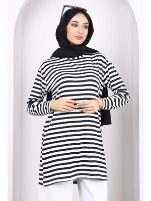 Siyah Çizgili Uzun Kol Tunik Siyah Çizgili Uzun Kol Tunik